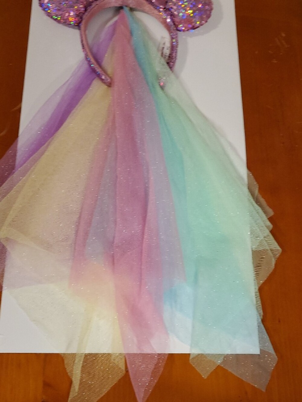 Disney Pink Sequin Unicorn Ear Headband with Pastel Tulle Mane - Picture 4 of 6
